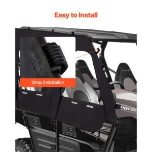 cab enclosure upper doors, compatible with kawasaki teryx4 2012 2022, soft upper doors, windproof & waterproof upgraded zipper utv soft side window kit, work with roof and partial windshields