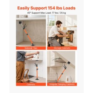 cabinet jack support pole, 2 pack, 21.3 60 inch steel telescopic quick support rod, adjustable 3rd hand system up to 154 lbs capacity for installing cabinets, lifting drywall, cargo bars