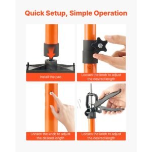 cabinet jack support pole, 2 pack, 21.3 60 inch steel telescopic quick support rod, adjustable 3rd hand system up to 154 lbs capacity for installing cabinets, lifting drywall, cargo bars