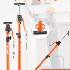 cabinet jack support pole, 2 pack, 25.4 45.3 inch steel telescopic quick support rod, adjustable 3rd hand system up to 220 lbs capacity for installing cabinets, lifting drywall, cargo bars