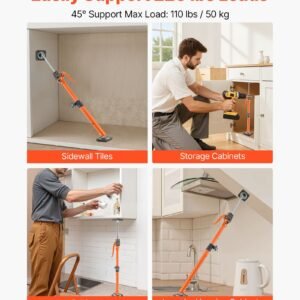 cabinet jack support pole, 2 pack, 25.4 45.3 inch steel telescopic quick support rod, adjustable 3rd hand system up to 220 lbs capacity for installing cabinets, lifting drywall, cargo bars