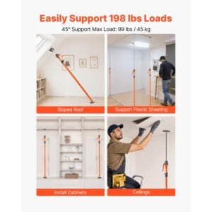cabinet jack support pole, 2 pack, 49.2 114.6 inch steel telescopic quick support rod, adjustable 3rd hand system up to 198 lbs capacity for installing cabinets, lifting drywall, cargo bars
