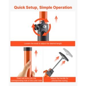 cabinet jack support pole, 4 pack, 49.2 114.6 inch steel telescopic quick support rod, adjustable 3rd hand system up to 198 lbs capacity for installing cabinets, lifting drywall, cargo bars