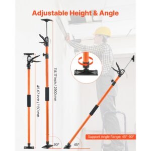 cabinet jack support pole, 8 pack, 45.7 114.2 inch steel telescopic quick support rod, adjustable 3rd hand system up to 154 lbs capacity for installing cabinets, lifting drywall, cargo bars