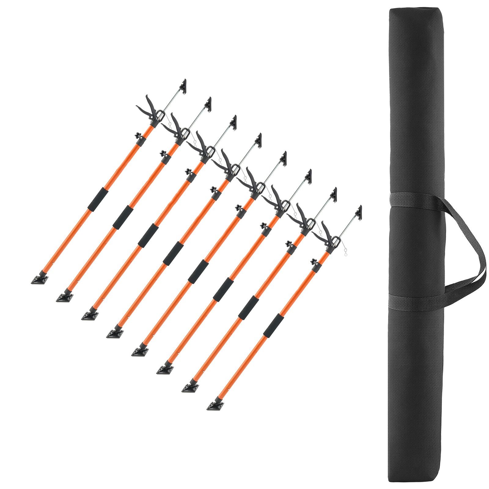 cabinet jack support pole, 8 pack, 45.7 114.2 inch steel telescopic quick support rod, adjustable 3rd hand system up to 154 lbs capacity for installing cabinets, lifting drywall, cargo bars