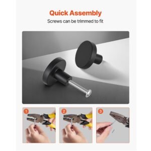 cabinet knobs, 10 pack, 1.26 inch black zinc alloy drawer pulls & door handles, mushroom kitchen solid knobs dresser handles, cupboard hardware with screws for bathroom closet cabinets drawers