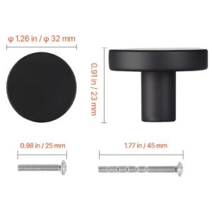 cabinet knobs, 10 pack, 1.26 inch black zinc alloy drawer pulls & door handles, mushroom kitchen solid knobs dresser handles, cupboard hardware with screws for bathroom closet cabinets drawers
