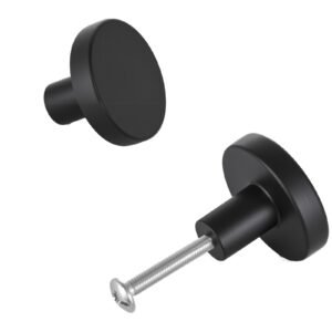 Cabinet Knobs, 10 Pack, 1.26 Inch Black Zinc Alloy Drawer Pulls & Door Handles, Mushroom Kitchen Solid Knobs Dresser Handles, Cupboard Hardware with Screws for Bathroom Closet Cabinets Drawers