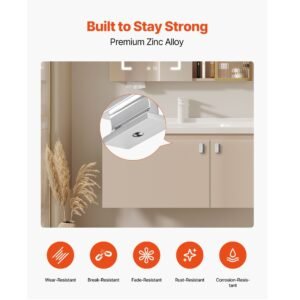 Cabinet Knobs, 10 Pack, 1.42 Inch Zinc Alloy Drawer Pulls Door Handles, Rectangular Kitchen Dresser Solid Knobs, Cupboard Hardware with Screws for Bathroom Closet Cabinets Drawers, Chrome Color