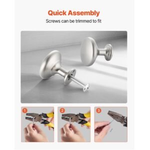 cabinet knobs, 25 pack, 1.1 inch zinc alloy drawer pulls & door handles, mushroom kitchen dresser solid knobs, cupboard hardware with screws for bathroom closet cabinets drawers, nickel color