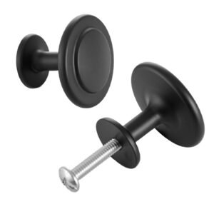 Cabinet Knobs, 30 Pack, 1.22 Inch Black Zinc Alloy Drawer Pulls & Door Handles, Mushroom Kitchen Solid Knobs Dresser Handles, Cupboard Hardware with Screws for Bathroom Closet Cabinets Drawers