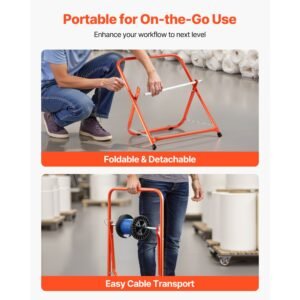 cable caddy, heavy duty steel frame, spool holder for electrical wires, portable wire dispenser for up to 20 in diameter spools, 100 lbs capacity for cable reels, electrical industrial retail