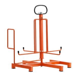 cable dispenser, floor or stud mounted, wire spool rack, portable wire rack dispenser with anti slip metal handle for wiring transport, swivel eyelet, for electrical, industrial and retail use