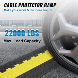 cable protector ramp, 2 channel, 22000 lbs/axle capacity heavy duty tpu wire cord cover ramp hose protector ramp driveway, traffic speed bump with tpr flip open top cover, for indoor & outdoor