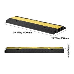 cable protector ramp, 22,000 lbs/axle capacity, 2 channel heavy duty rubber cord hose wire cover, 2.2 x 2 in channel, traffic speed bump with flip open top cover, for indoor outdoor, 1 pack