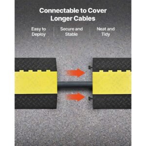 cable protector ramp, 22,000 lbs/axle capacity, 2 channel heavy duty rubber cord hose wire cover, 4 x 3 in channel, traffic speed bump with flip open top cover, for indoor outdoor use, 1 pack