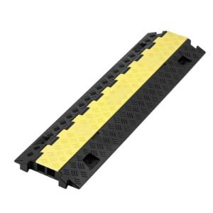 cable protector ramp, 22,000 lbs/axle capacity, 2 channel heavy duty tpu cord hose wire cover, 1.2 x 1.1 in channel, traffic speed bump with flip open top cover, for indoor outdoor use, 3 pack