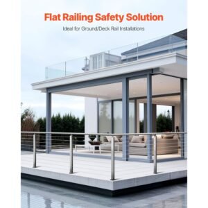 cable railing post, 36x1x2 inch level deck stair posts, 1 pack stainless steel cable handrail post, pre drilled pickets with mounting bracket stair railing kit, silver, 1jzlgzxys914i4bdb001v0
