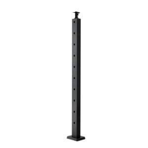 cable railing post, 36x1x2 inch stair railing post, with pre drilled 30° angled holes, stainless steel cable rail post with horizontal and curved bracket, 1 pack, black, 1jzlgzxhs91402os1001v0
