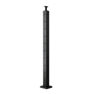 cable railing post, 36x2x2 inch corner railing post, with l shaped pre drilled holes, stainless steel cable rail post with horizontal and curved bracket, 1 pack, black, 1jzlgzxhs914zpbny001v0