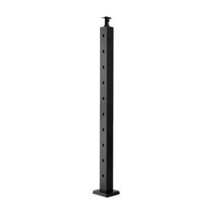 cable railing post, 36x2x2 inch stair railing post, with pre drilled 30° angled holes, stainless steel cable rail post with horizontal and curved bracket, 1 pack, black, 1jzlgzxhs914yivis001v0