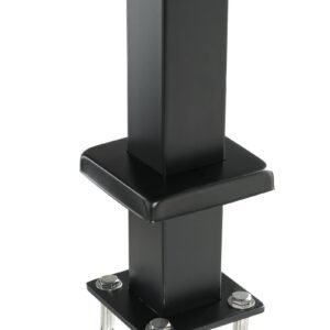 Cable Railing Post, 42" x 2" x 2" Steel Level Deck Railing Post Without Holes, SUS304 Stainless Steel Cable Rail Post, Stair Handrail Post with Horizontal and Curved Bracket, 1-Pack, Black