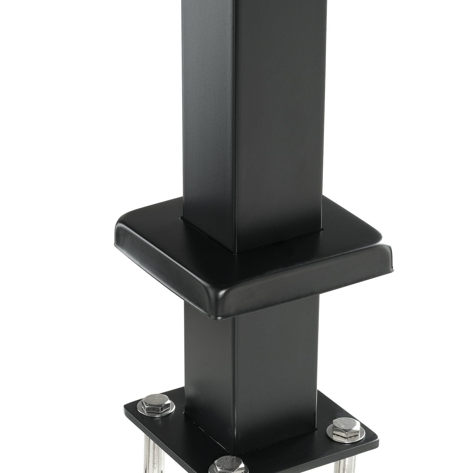 cable railing post, 42" x 2" x 2" steel level deck railing post without holes, sus304 stainless steel cable rail post, stair handrail post with horizontal and curved bracket, 1 pack, black