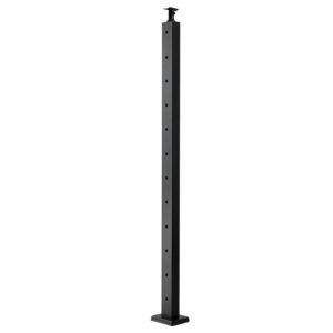 cable railing post, 42x2x2 inch level deck stair posts, 1 pack stainless steel cable handrail post, pre drilled pickets with mounting bracket stair railing kit, black, 1jzlgzxhs106awjo6001v0