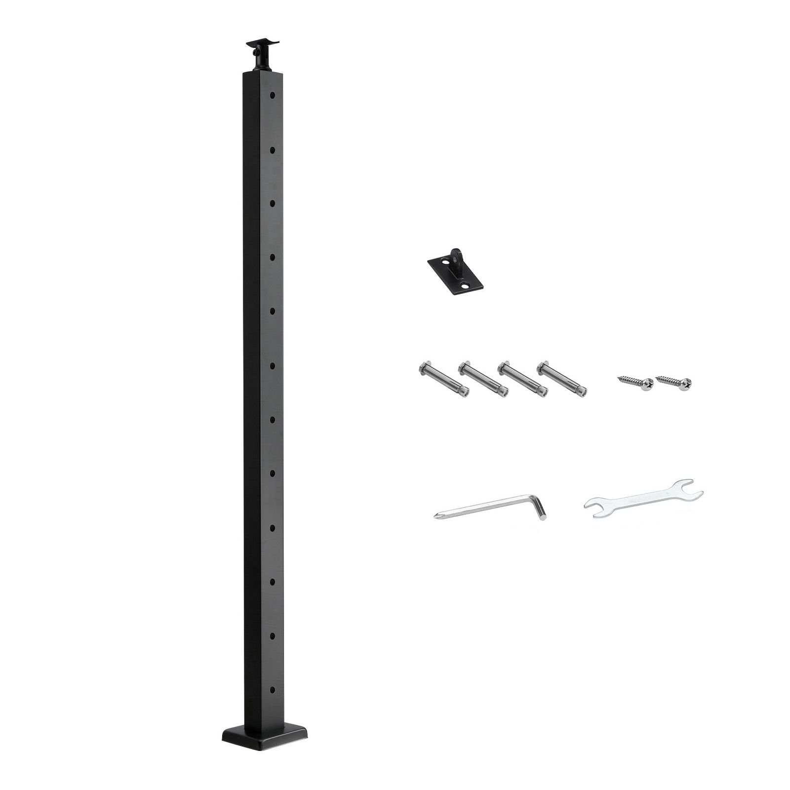 cable railing post, 42x2x2 inch level deck stair posts, 1 pack stainless steel cable handrail post, pre drilled pickets with mounting bracket stair railing kit, black, 1jzlgzxhs106awjo6001v0
