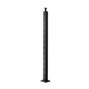 cable railing post, 42x2x2 inch stair railing post, with pre drilled 30° angled holes, stainless steel cable rail post with horizontal and curved bracket, 1 pack, black, 1jzlgzxhs106w3xaa001v0