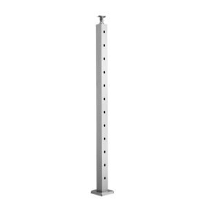 cable railing post, 42x2x2 inch stair railing post, with pre drilled 30° angled holes, stainless steel cable rail post with horizontal and curved bracket, 1 pack, silver, 1jzlgzxys1062tlwc001v0