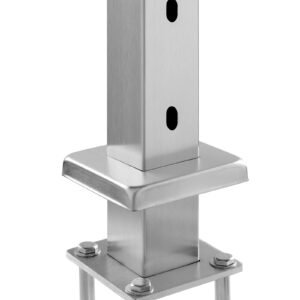 cable railing post, 42x2x2 inch stair railing post, with pre drilled 30° angled holes, stainless steel cable rail post with horizontal and curved bracket, 1 pack, silver, 1jzlgzxys1062tlwc001v0