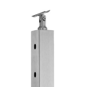 cable railing post, 42x2x2 inch stair railing post, with pre drilled 30° angled holes, stainless steel cable rail post with horizontal and curved bracket, 1 pack, silver, 1jzlgzxys1062tlwc001v0