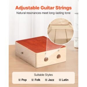 cajon box drum wood percussion instrument with guitar strings travel bag strap