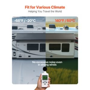 camper awning fabric replacement, 1" to 13', weatherproof durable slide topper awning with bracket, heavy duty slide topper awning with stainless steel material, fit for rv & motorhome(black)