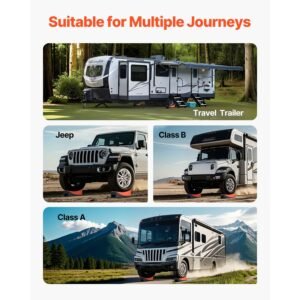 camper levelers, 2 pcs rv leveling blocks, up to 8818.5lbs camper wheel chocks, max. 4" leveling height heavy duty curved levelers, rv camper leveler kit with anti slip mat carrying bag level