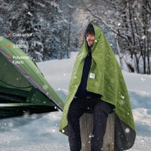 camping blanket, large warm stadium blanket, waterproof & windproof, 330gsm polyester fleece, flame retardant, great for outdoors, picnics, hiking, sports events, travel, 82" x 55", bicolor