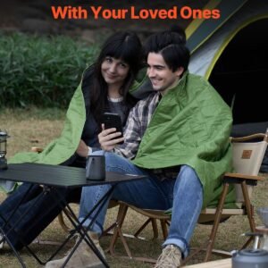 camping blanket, large warm stadium blanket, waterproof & windproof, 330gsm polyester fleece, flame retardant, great for outdoors, picnics, hiking, sports events, travel, 82" x 55", bicolor