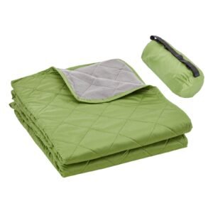 Camping Blanket, Large Warm Stadium Blanket, Waterproof & Windproof, 330GSM Polyester Fleece, Flame Retardant, Great for Outdoors, Picnics, Hiking, Sports Events, Travel, 82" x 55", Bicolor