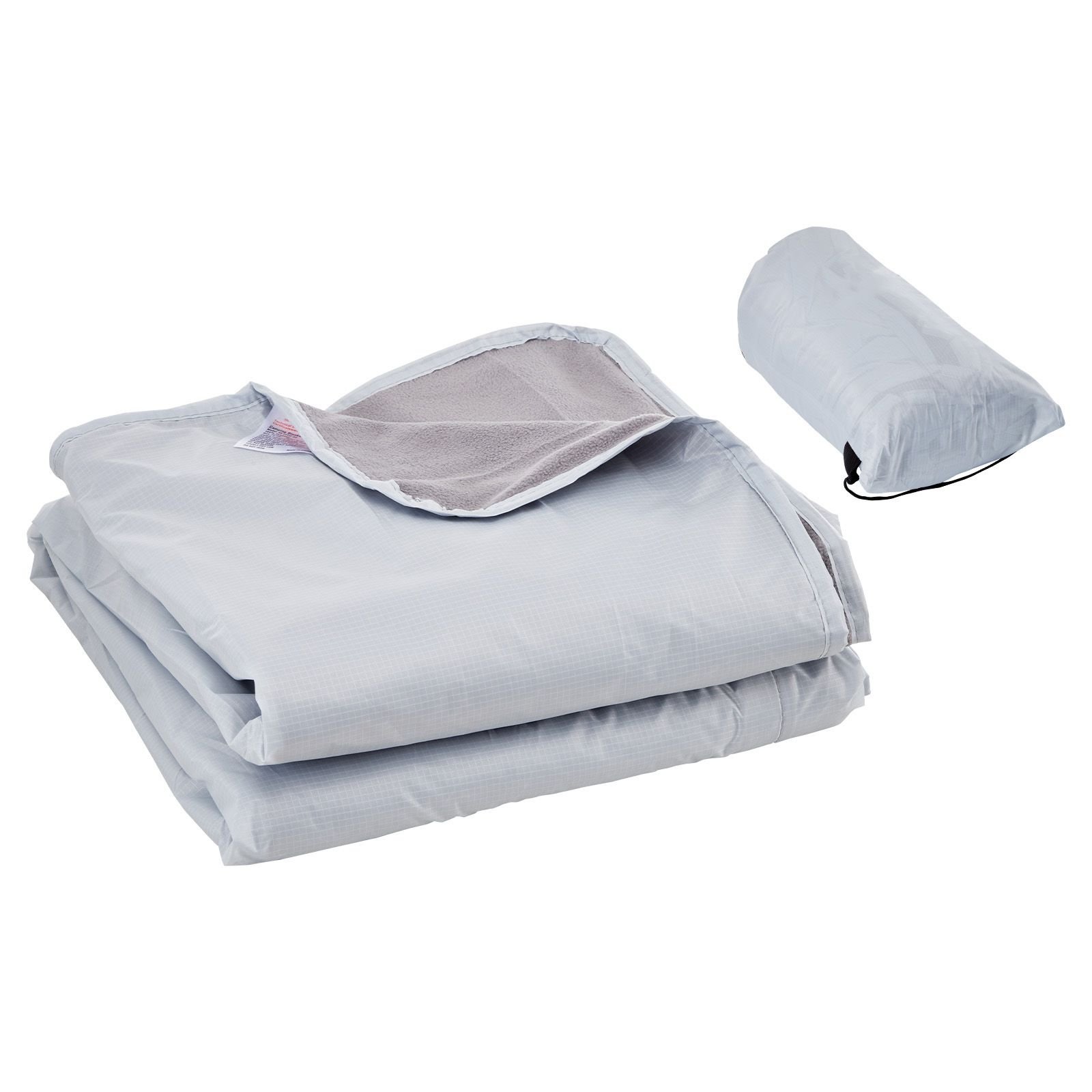 camping blanket, large warm wearable stadium blanket, waterproof & windproof, polyester fleece, flame retardant, great for outdoors, picnics, hiking, sports events, travel, 79" x 59", light grey