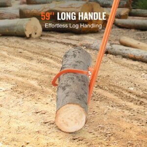 cant hook tool, 59 in, heavy duty steel log roller, log lifter timber jack for max 32" dia logs, forestry logging tools, dual function log handler for rolling and clamping logs