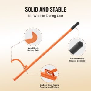 cant hook tool, 59 in, heavy duty steel log roller, log lifter timber jack for max 32" dia logs, forestry logging tools, dual function log handler for rolling and clamping logs