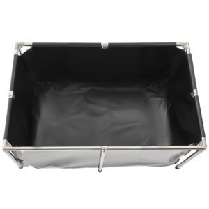 Canvas Fish Pond, 126.8 Gal Above Ground Fish Pond, PVC Koi Tank with Clear Viewing Panel, Rectangular Goldfish Tank with Stainless Steel Frame & Drain Valve, for Breeding Koi, Irrigation(Black)