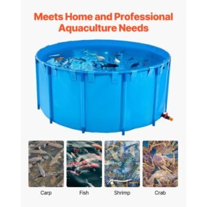 canvas fish pond 1320 gal capacity above ground fish pond foldable pvc koi tank round goldfish tank with stable frame and drain valve for aquaculture koi breeding and irrigation blue 5.jpg