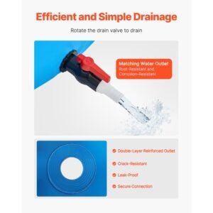 canvas fish pond, 448.8 gal capacity above ground fish pond, foldable pvc koi tank, round goldfish tank with stable frame and drain valve, for aquaculture, koi breeding, and irrigation (blue)