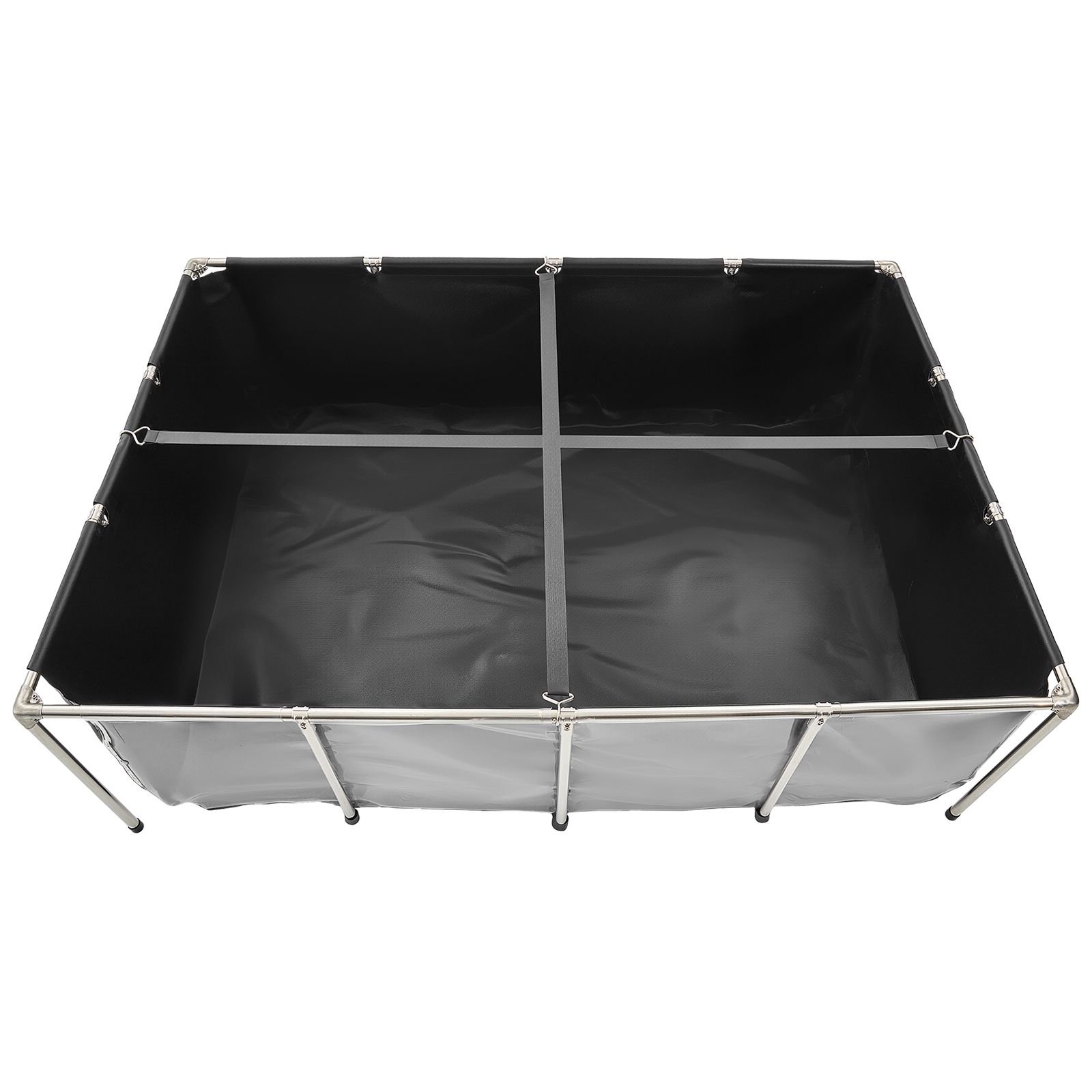 canvas fish pond, 470 gal above ground fish pond, pvc koi tank with clear viewing panel, rectangular goldfish tank with stainless steel frame & drain valve, for breeding koi, irrigation(black)