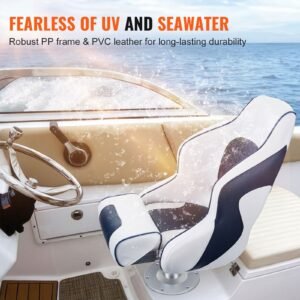 captain bucket seat boat seat, flip up boat seat, with thickened sponge padding, flip up bolster boat captain chair for fishing boat, sightseeing boat, speedboat, canoe, 1 piece