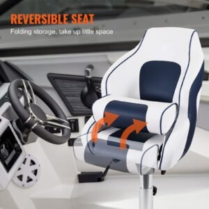 captain bucket seat boat seat, flip up boat seat, with thickened sponge padding, flip up bolster boat captain chair for fishing boat, sightseeing boat, speedboat, canoe, 1 piece