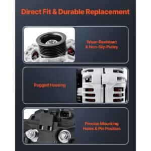 car alternator 11185, fit for chevrolet impala ls, lt 3.5l 2006 2011, impala ltz 3.9l 2009 2010, monte carlo v6 2006 2007, automotive replacement alternator 0124425102, 0124425032, 10335497