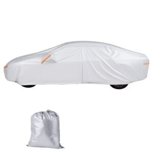 car cover, car cover waterproof for toyota camry mid size sedan, custom fit all weather sun rain wind frost dust snow protection full exterior covers with door zipper and cotton lining, silver